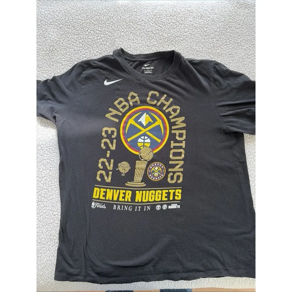 Denver Nuggets Shirt Adult XL Black‎ NBA Champions Nike Basketball Mens